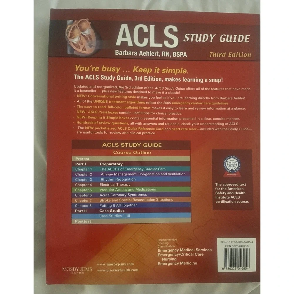 ACLS Study Guide Third Edition by Barbara Aehlert RN BSPA Mosby Jems Elsevier